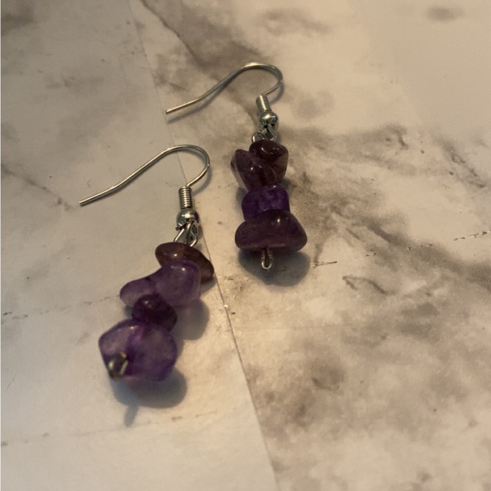 Purple Stone Dangle Earrings